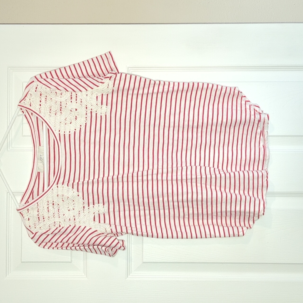 Striped Loft Tee with shoulder embellishments